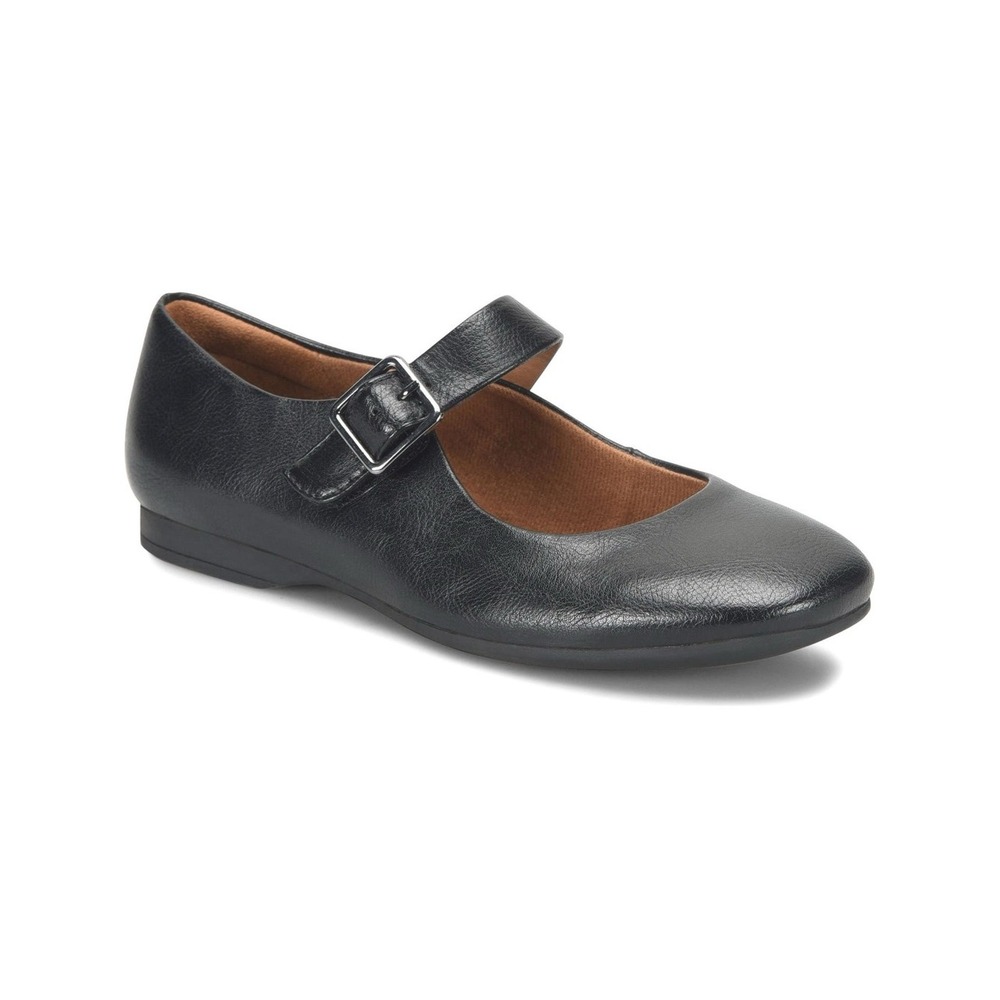 EuroSoft Kendal Black Mary Jane Strap Flats Buckle Shoes Womens Size 8
